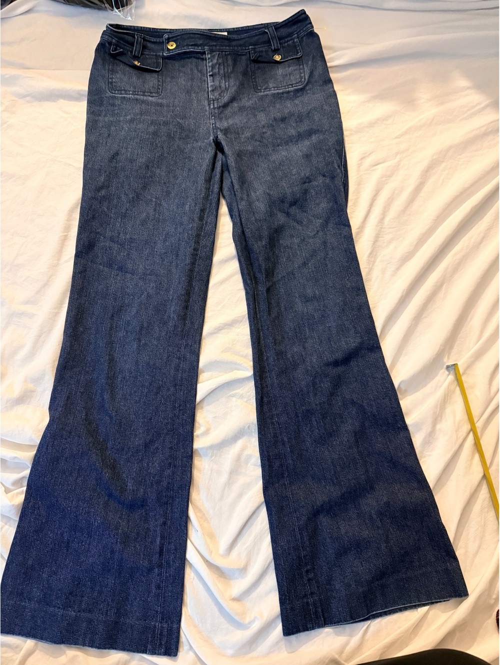 Vintage Ports International Women's Dark Blue Flared Denim Jeans